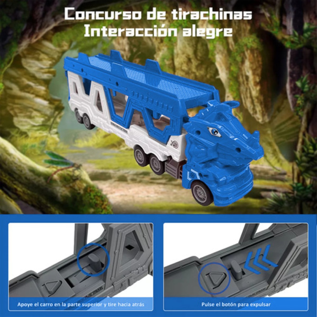 Carros De Juguete De Dinosaurios Para Niños Tren 6 En 1 Azul