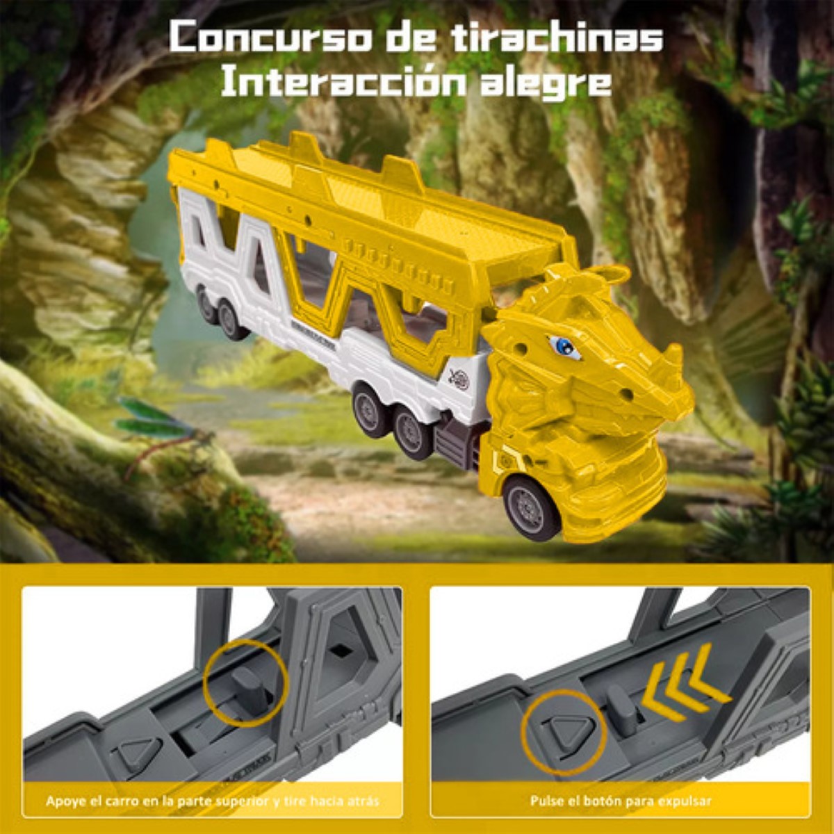Carros De Juguete De Dinosaurios Para Niños Tren 6 En 1 amarillo