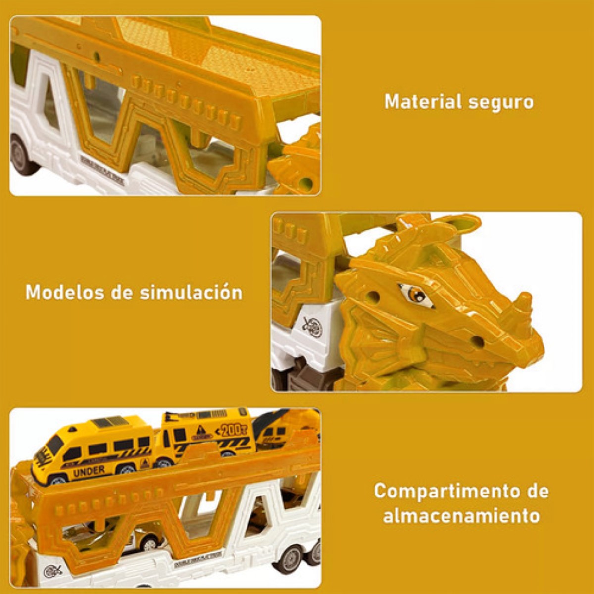 Carros De Juguete De Dinosaurios Para Niños Tren 6 En 1 amarillo
