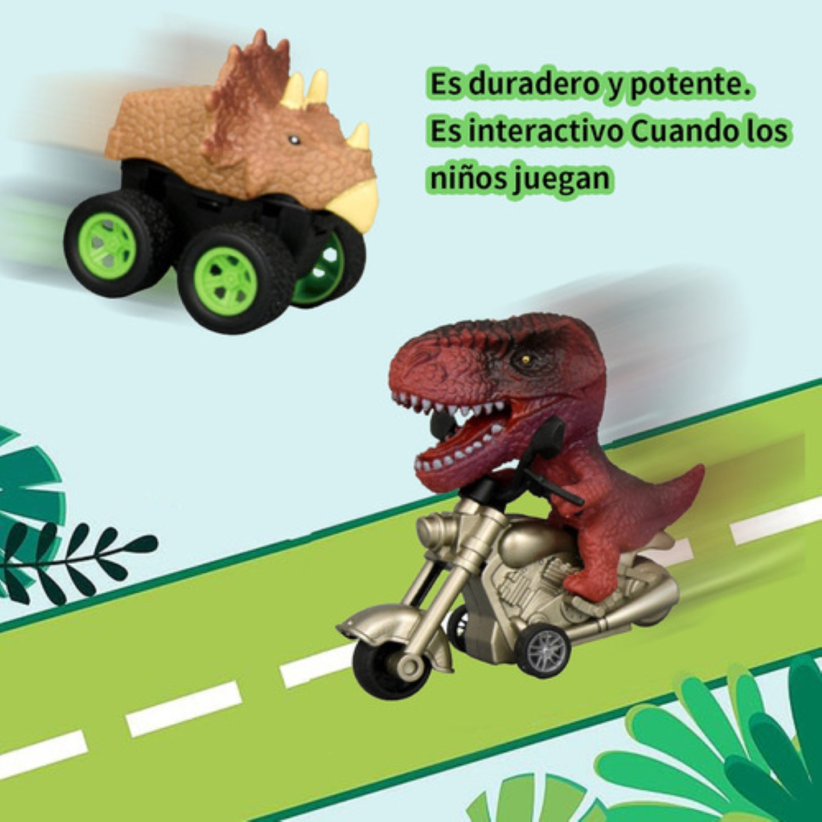 Juguetes De Niños Dinosaurios 5 Carritos Coches Pull-back colores 