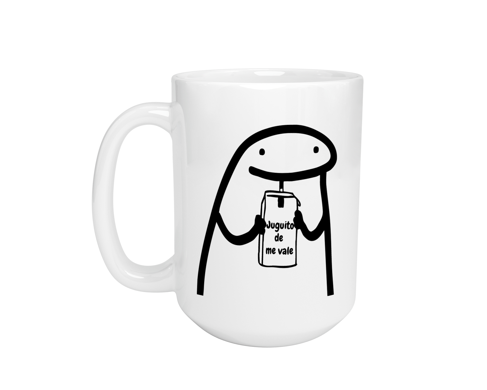 Taza grande flork juguito de me vale | deformitos sorbito | Frase Meme divertida | Cerámica Blanca 15 oz | Para Café o té