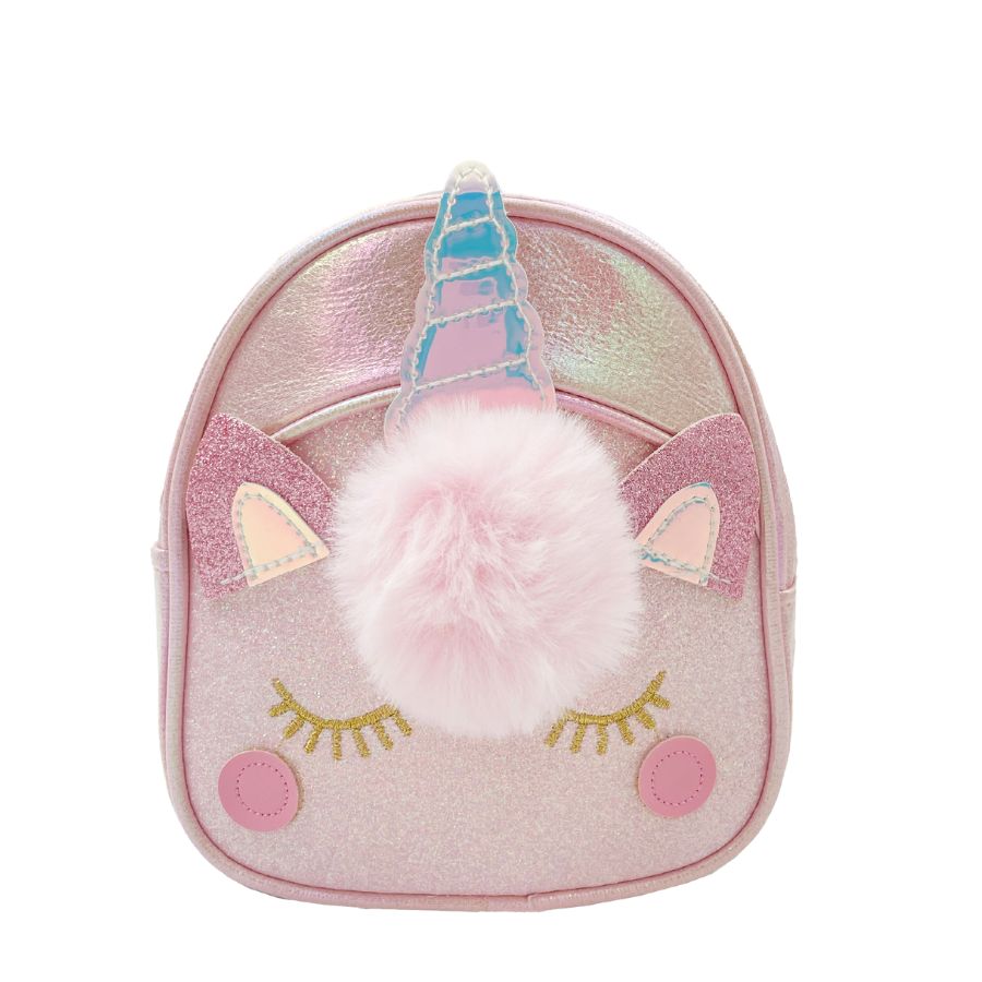 Bolsa Unicornio Rosa Glitter Detalle de Pompón 