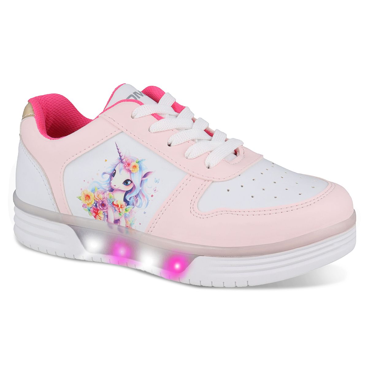 Tenis casual con luces led Niña Dominiq Mod. 2459 Estampado Unicornio