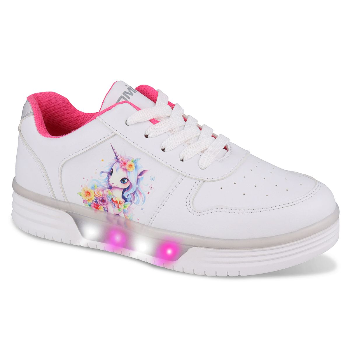 Tenis casual con luces led Niña Dominiq Mod. 2459 Estampado Unicornio