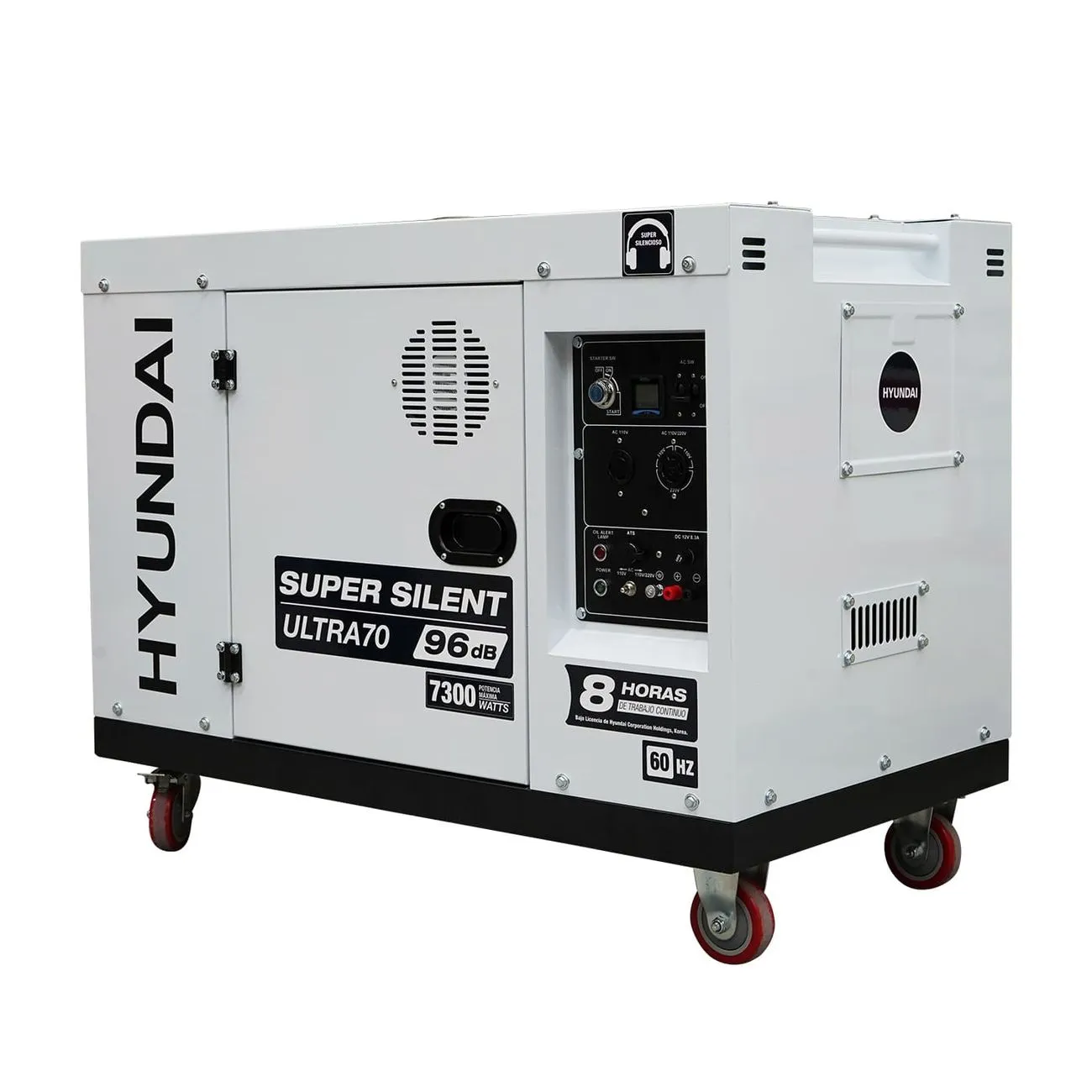 Generador Silencioso Profesional Hyundai C/Motor Diesel Potencia Máxima 7.3 Kw 110v/220v - ULTRA70