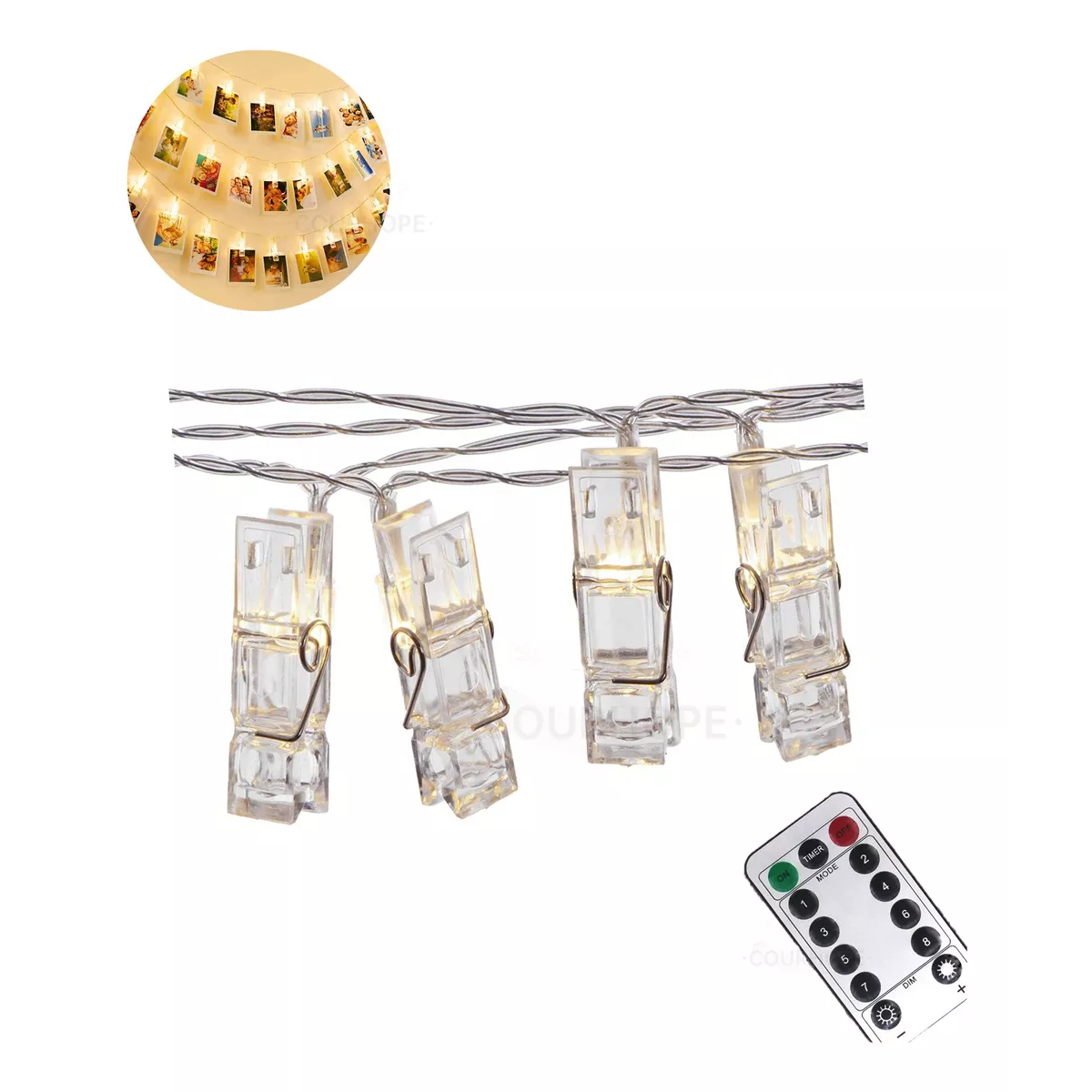 10m 100led-tendedero De Fotos,marco Para Foto,pinzas Con Luz