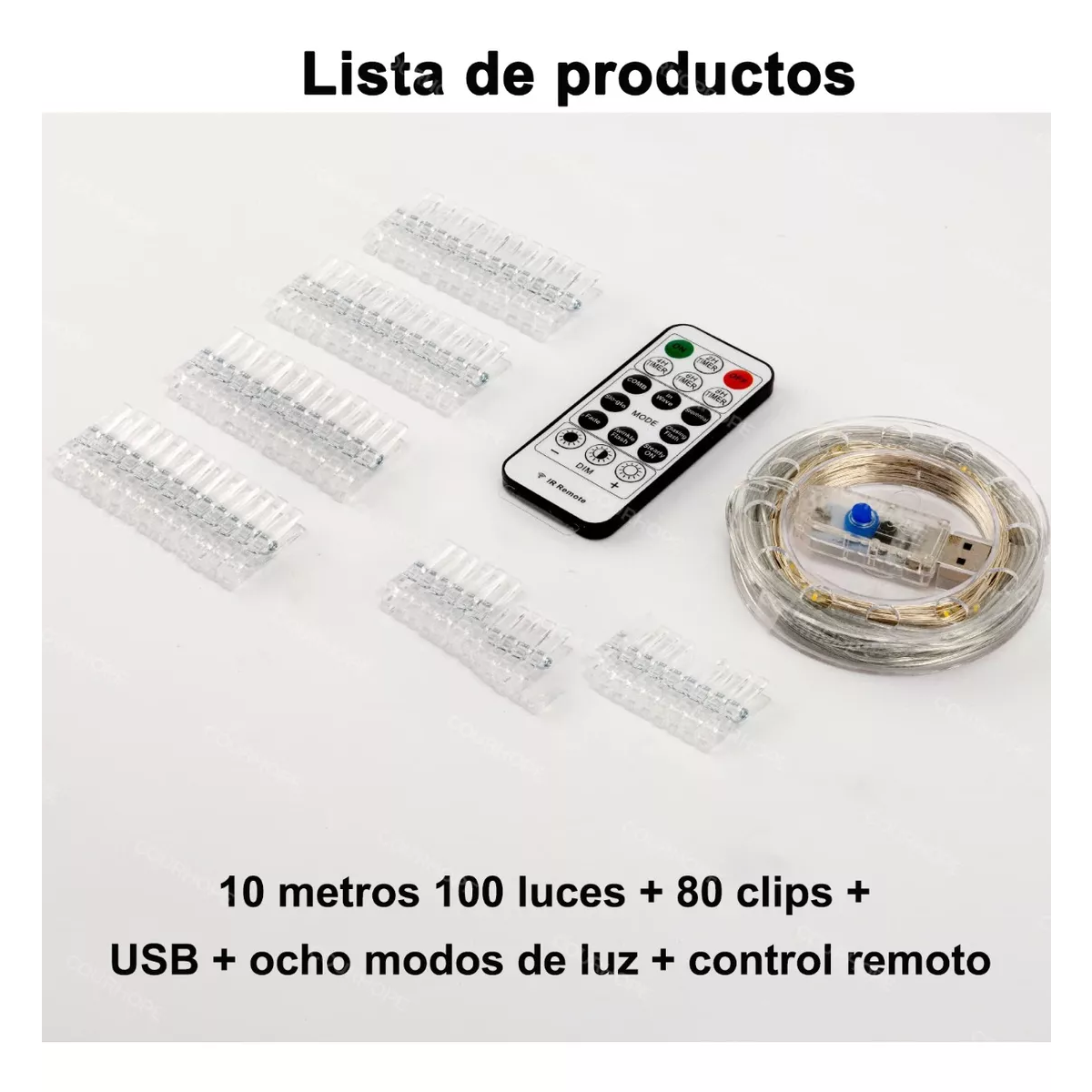 10m 100led-tendedero De Fotos,marco Para Foto,pinzas Con Luz