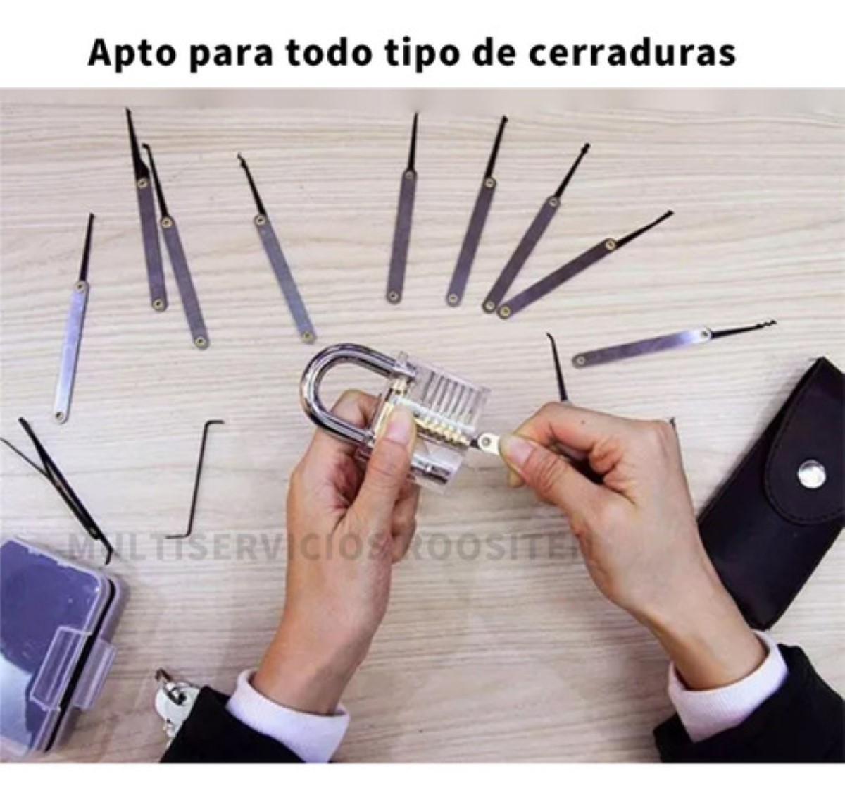 Kit Ganzuas Cerrajero Ganzuas Lishi Multipunto Candado 27pz plata