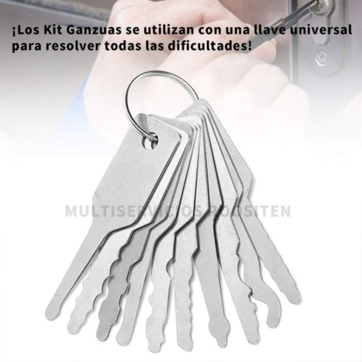 Kit Ganzuas Cerrajero Ganzuas Lishi Multipunto Candado 27pz plata