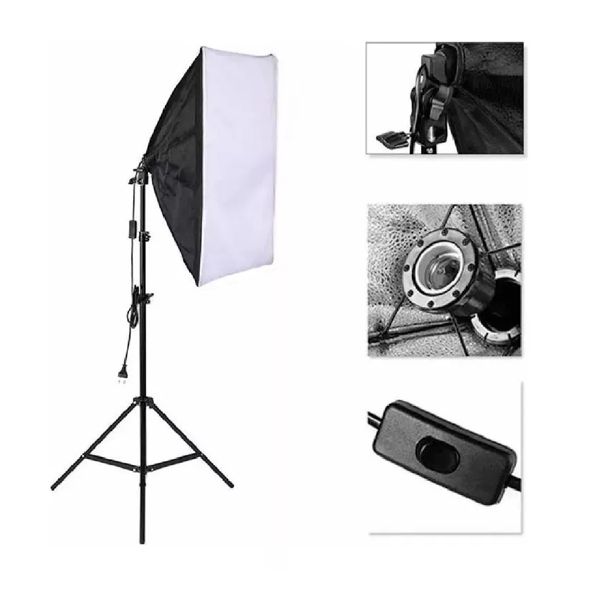 Kit Softbox Iluminacion Fotografico 50x70cm Con Trípode 2m