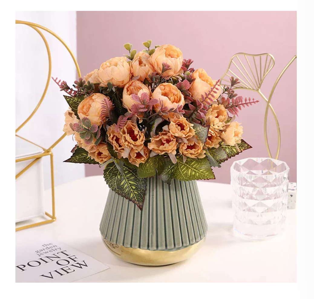 Peonias Artificiales Flores Decorativas Flores Artificiales Amarillas