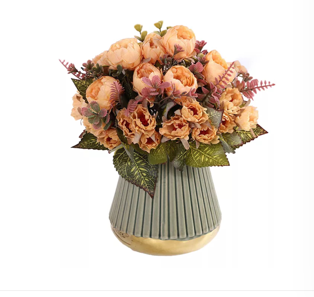 Peonias Artificiales Flores Decorativas Flores Artificiales Amarillas