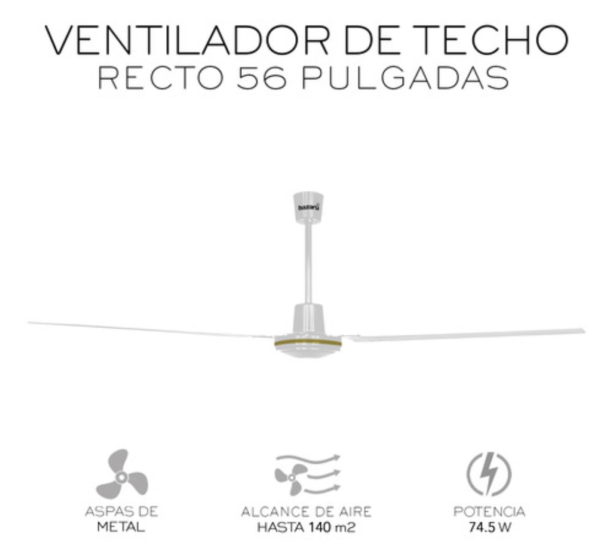 Ventilador De Techo 56 Pulgadas Recto 3 Aspas 5 Velocidadesb BLANCO BLANCO