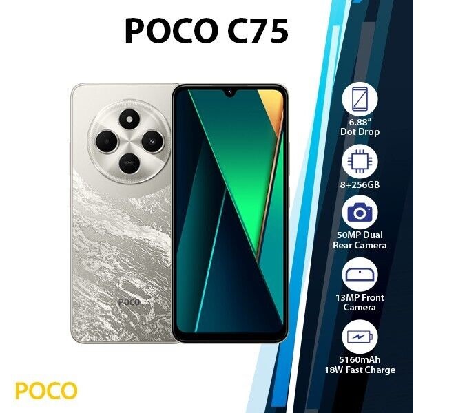 Xiaomi Poco C75 128Gb 6Ram Dual Sim Color Dorado Nuevo Desbloqueado