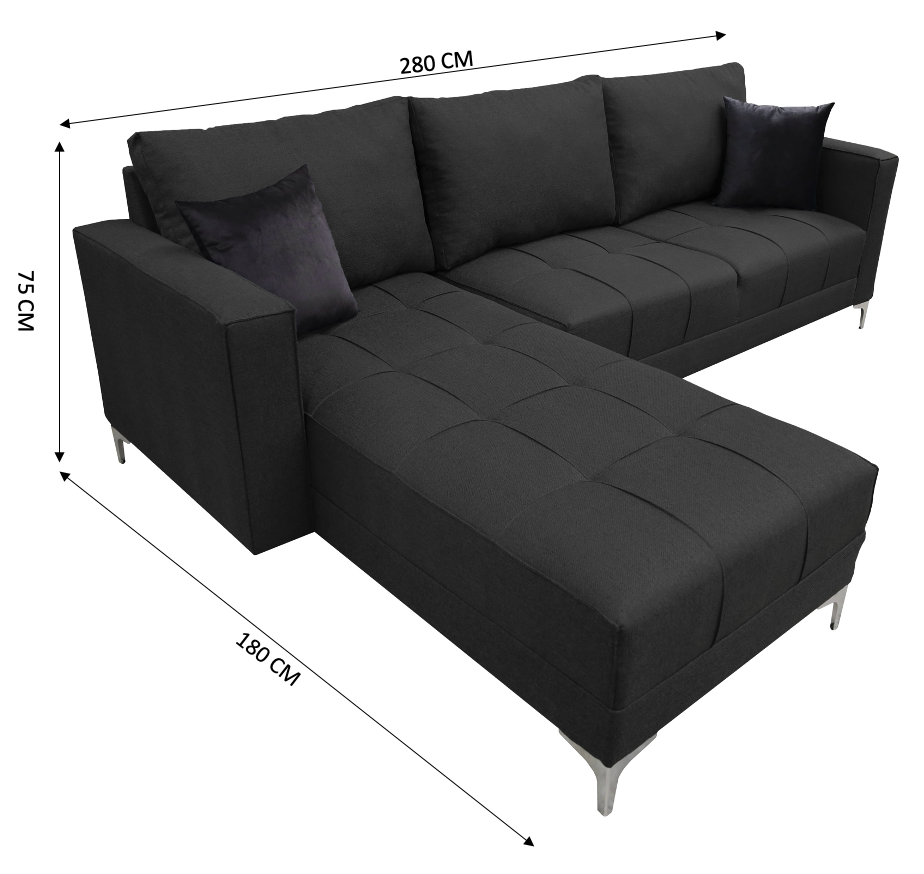 Sala Esquinera El Bazar Store Interlaken Gris Oxford 280X180 cm, Tela Lino nacional, Modular