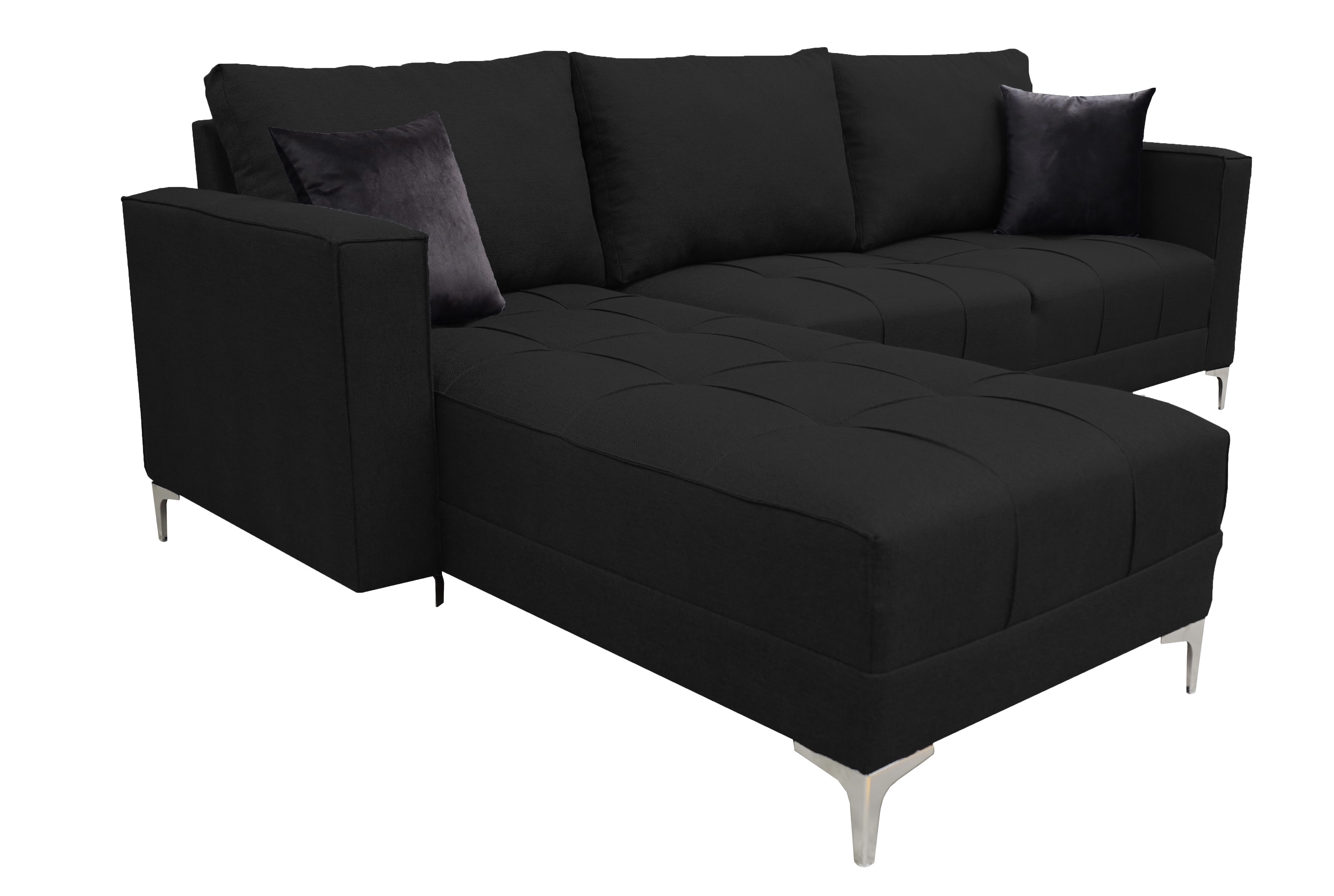 Sala Esquinera El Bazar Store Interlaken Negro 280X180 cm, Tela Lino nacional, Modular