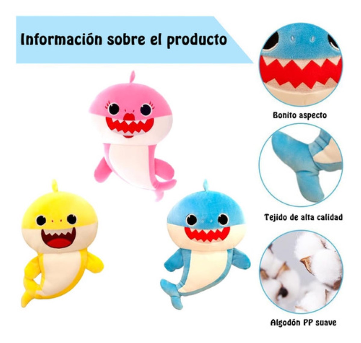 3pcs Peluche Baby Shark 32cm Juguetes COLORES