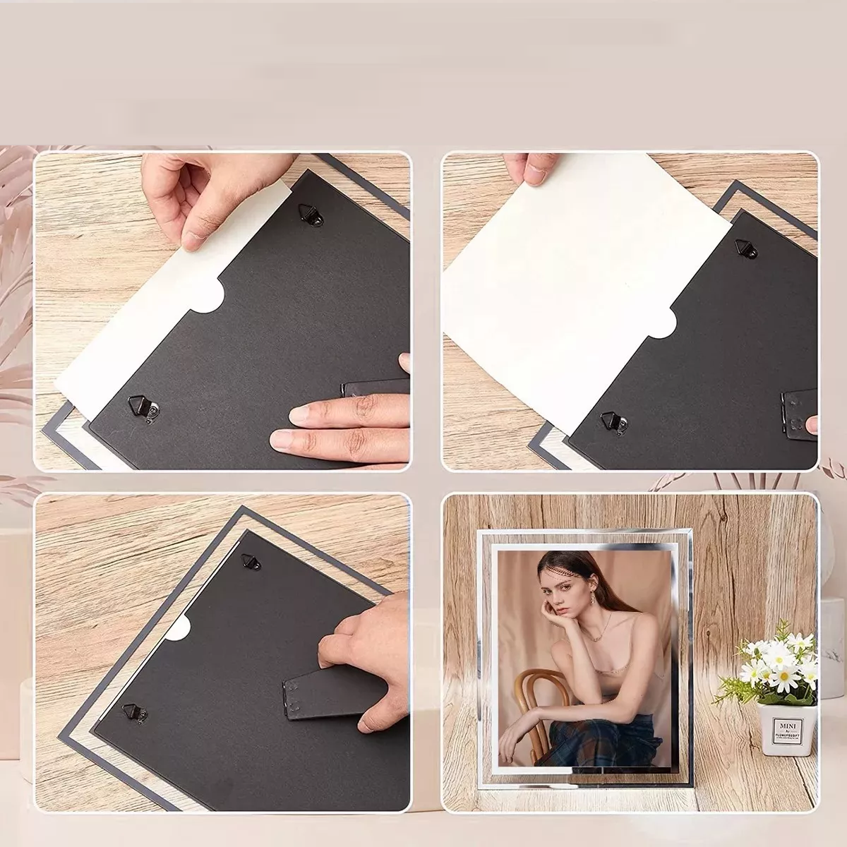 Marco De Fotos, Juego De 4 Cristal Para Decoración Del Hogar