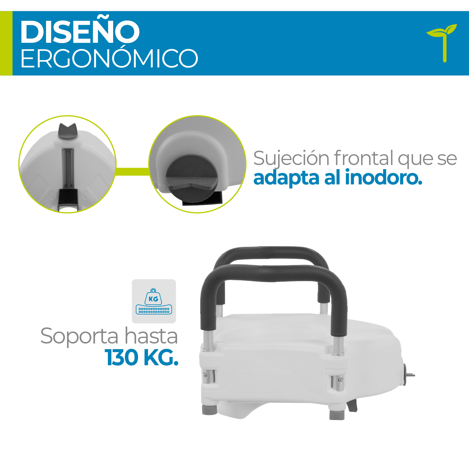 Aumento Para Baño Asiento Elevador Con Agarraderas De Apoyo