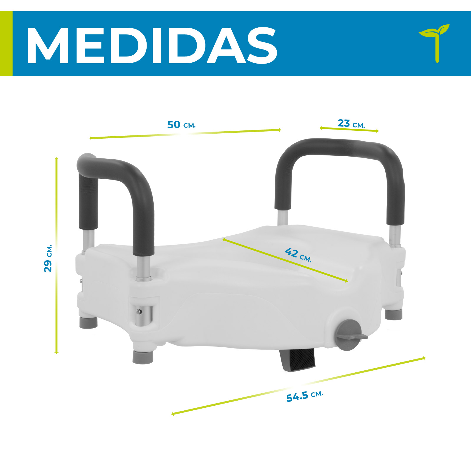 Aumento Para Baño Asiento Elevador Con Agarraderas De Apoyo