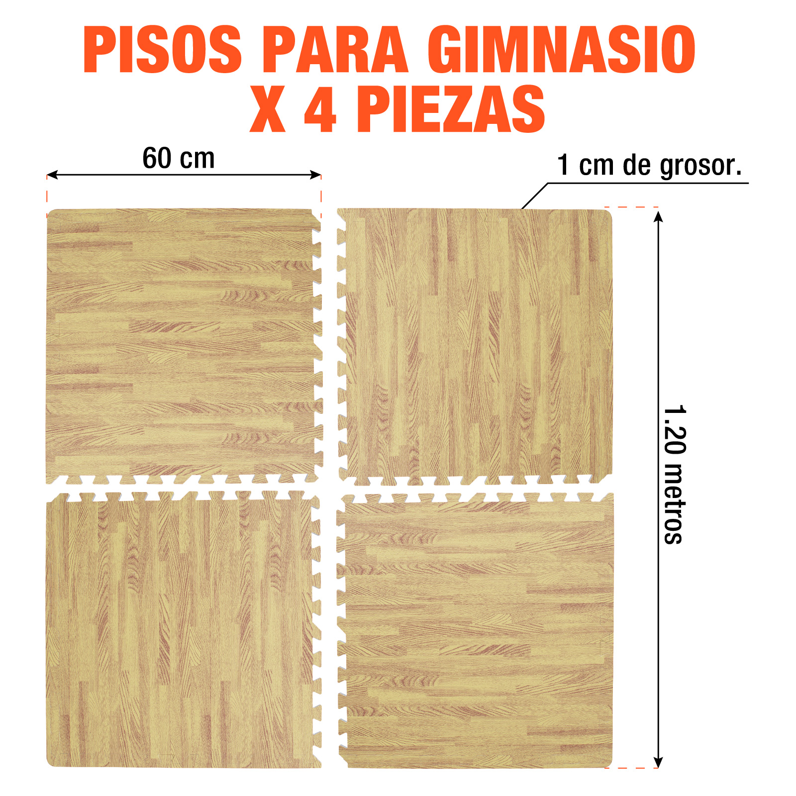 Piso Para Gimnasio Altera Tipo Madera Tatami 60x60 4pz Color Cafe Claro