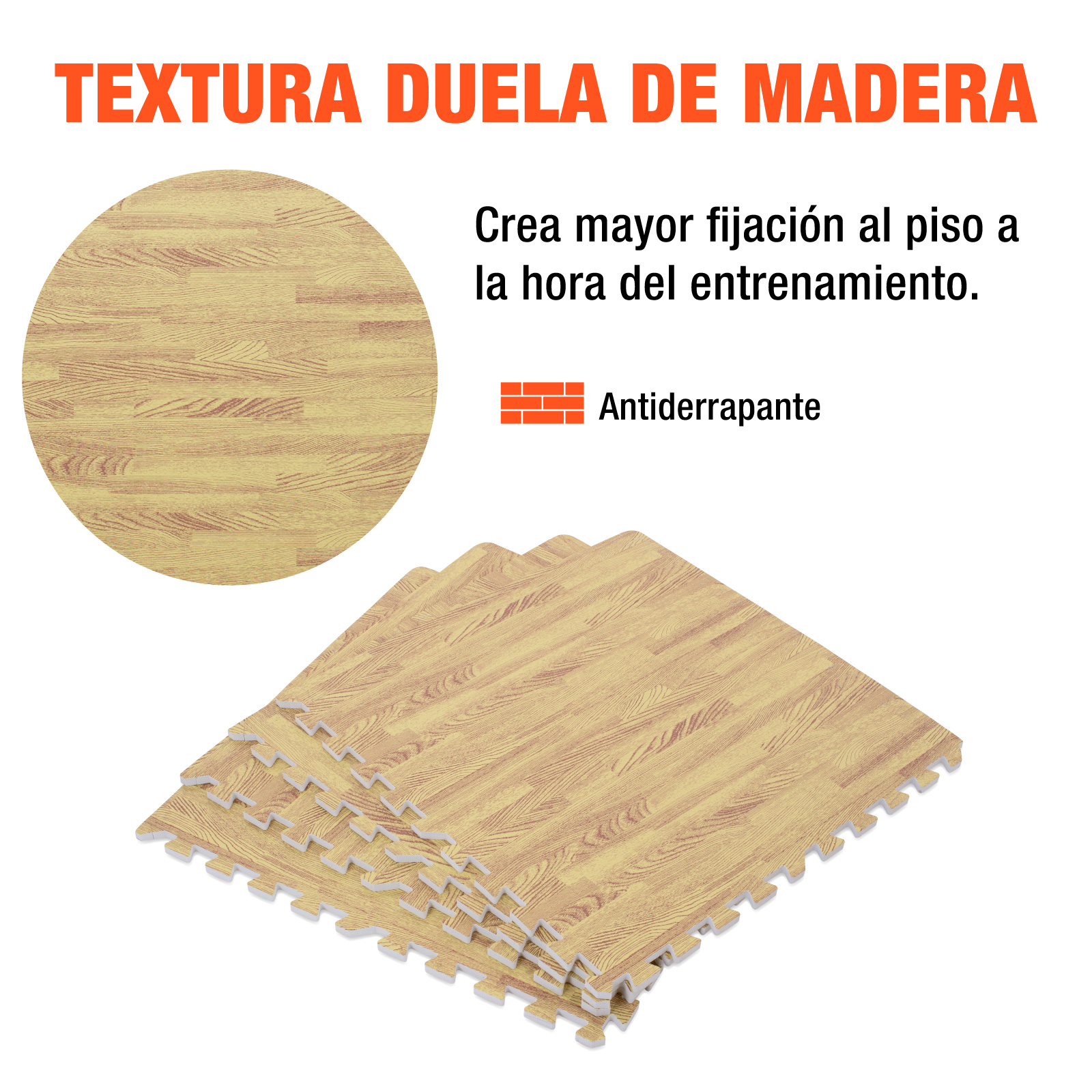 Piso Para Gimnasio Altera Tipo Madera Tatami 60x60 4pz Color Cafe Claro