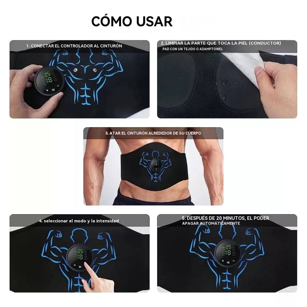 Cinturón Estimulador Muscular Masajeador Reductor De Grasa