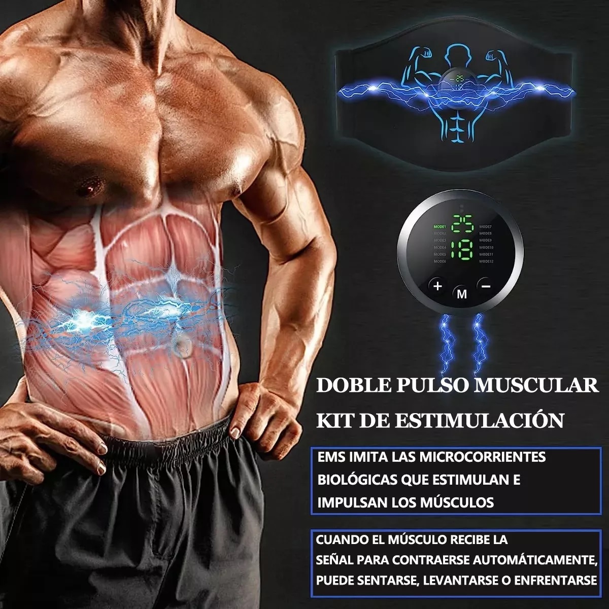 Cinturón Estimulador Muscular Masajeador Reductor De Grasa