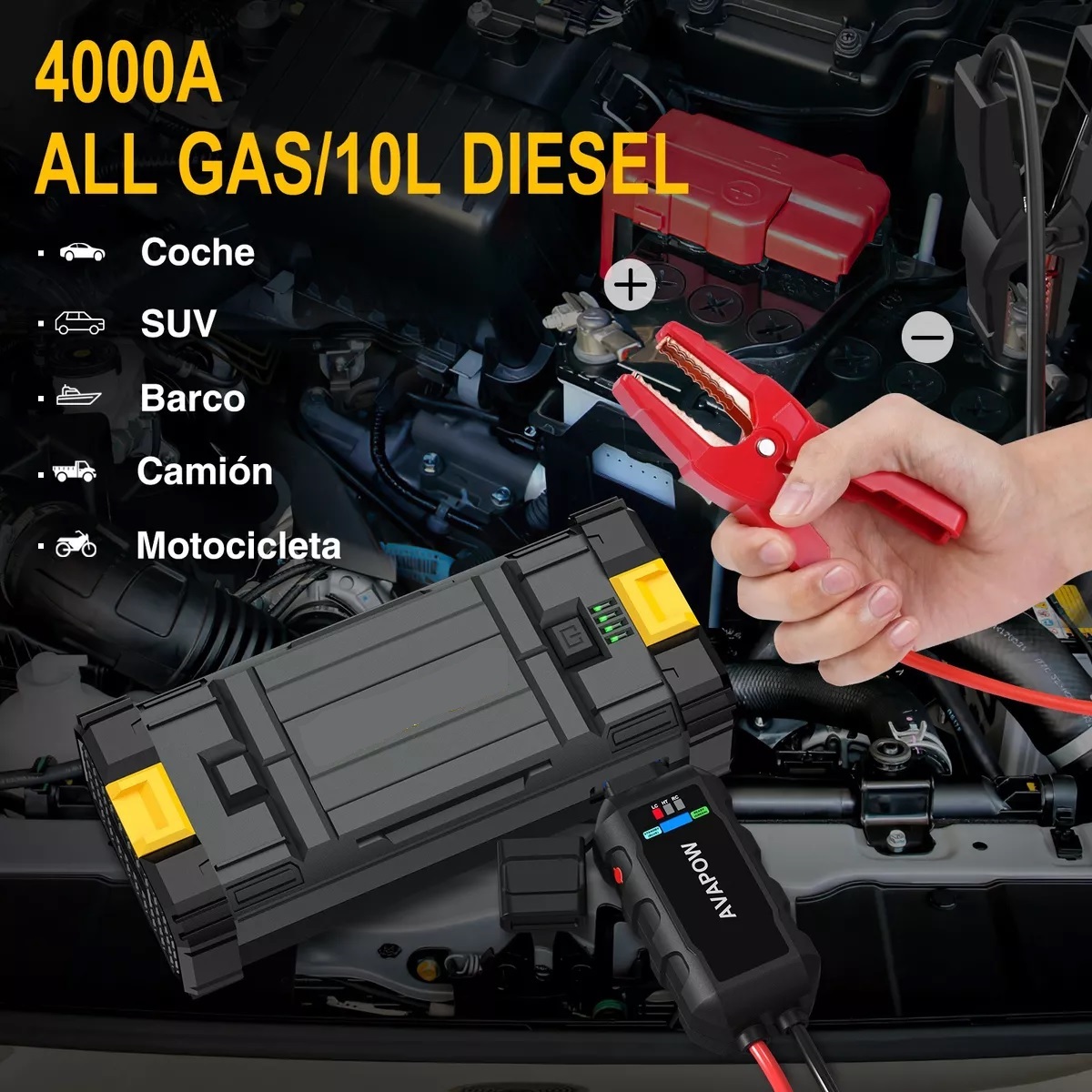 Arrancador De Batería Para Coche 4000a, 12v Para 8 Cilindros