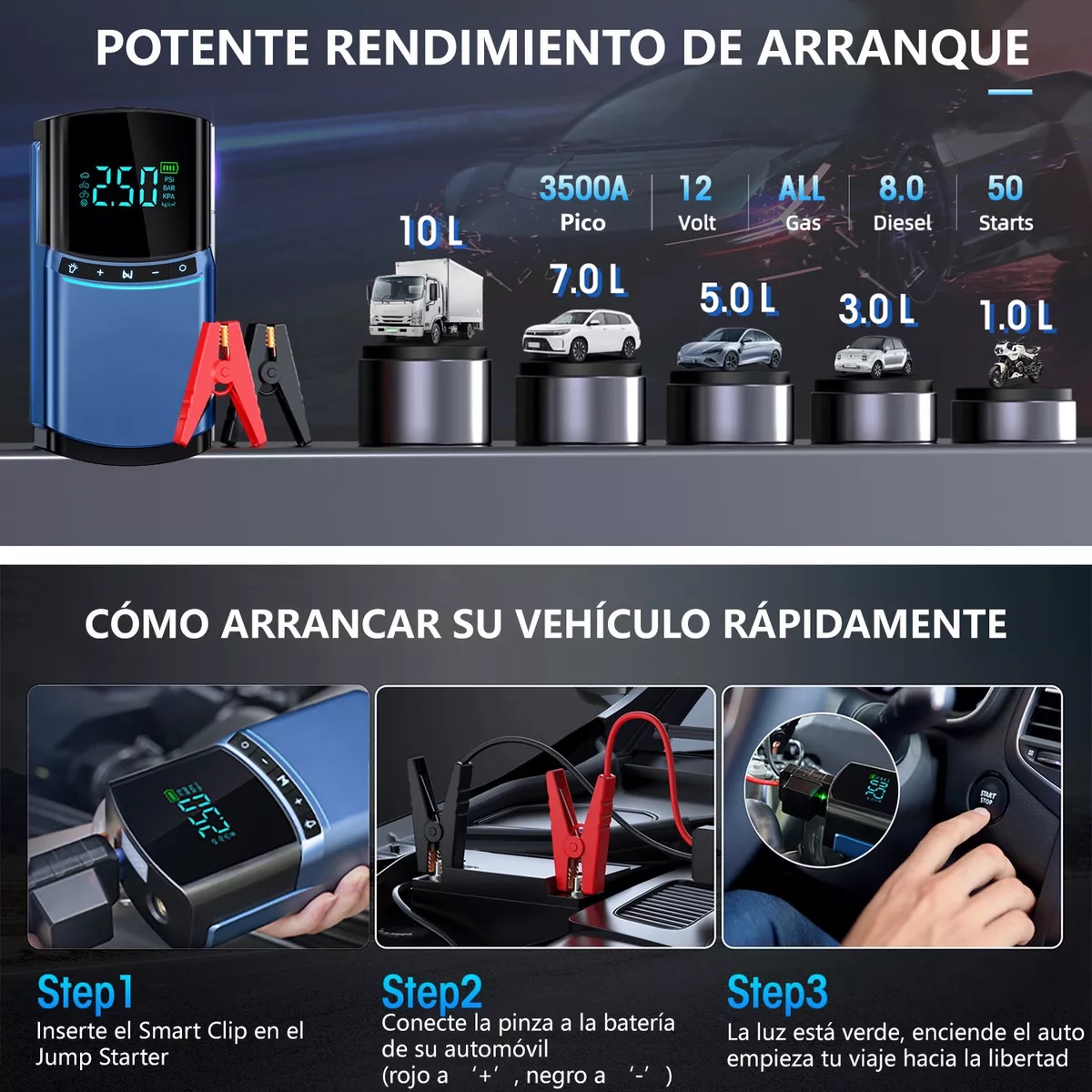 Arrancador Cargador De Baterías Carro Autos Compresor Aire
