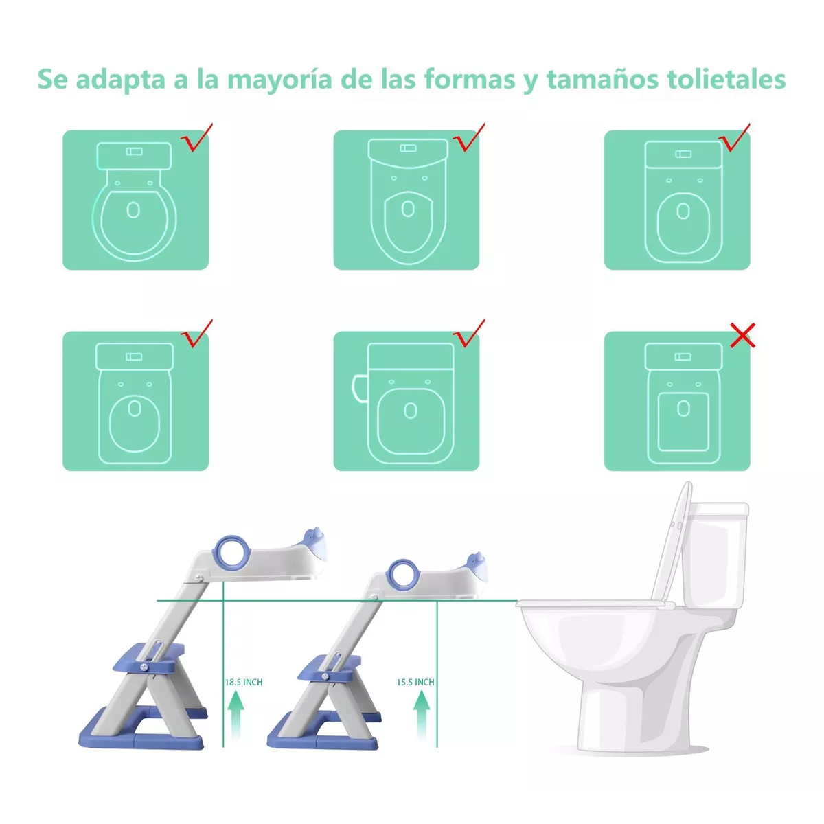 Asiento Entrenador Para Baño Niños, Accesorios Baño Escalera Gris