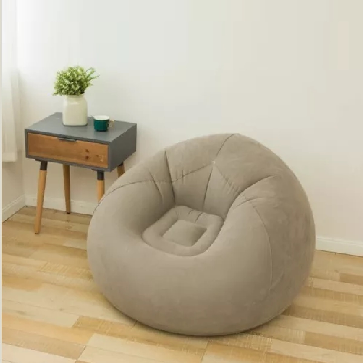 Lazy Inflable Sofá Plegable Con Bomba De Inflado Gris