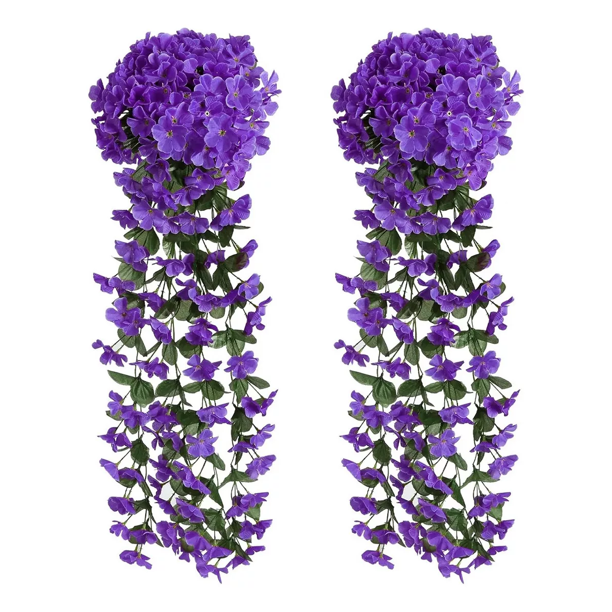 Flores Colgantes Flor Violeta Artificial Pared Azul 2 Piezas