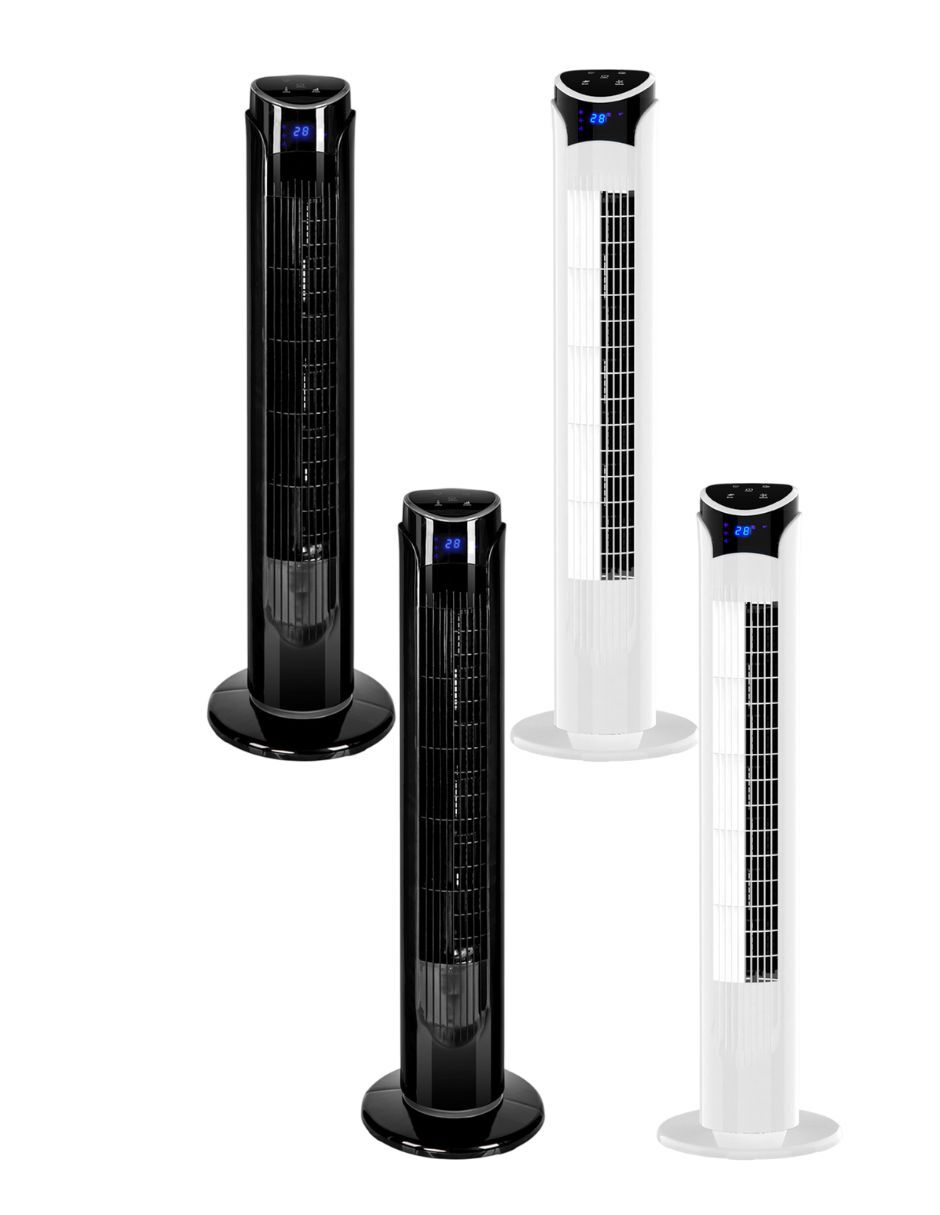 Combo 4 Ventiladores de torre Blue Fan de 33 Pulgadas 3 Velocidades WiFi  Blanco y Negro  BFT33W_4BW