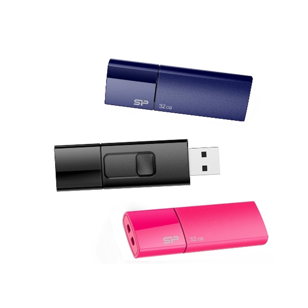 Silicon Power, Juego de 3 USB  U05, Color Azul/Rosa/Negro, 32GB, SPUKU05-32GB