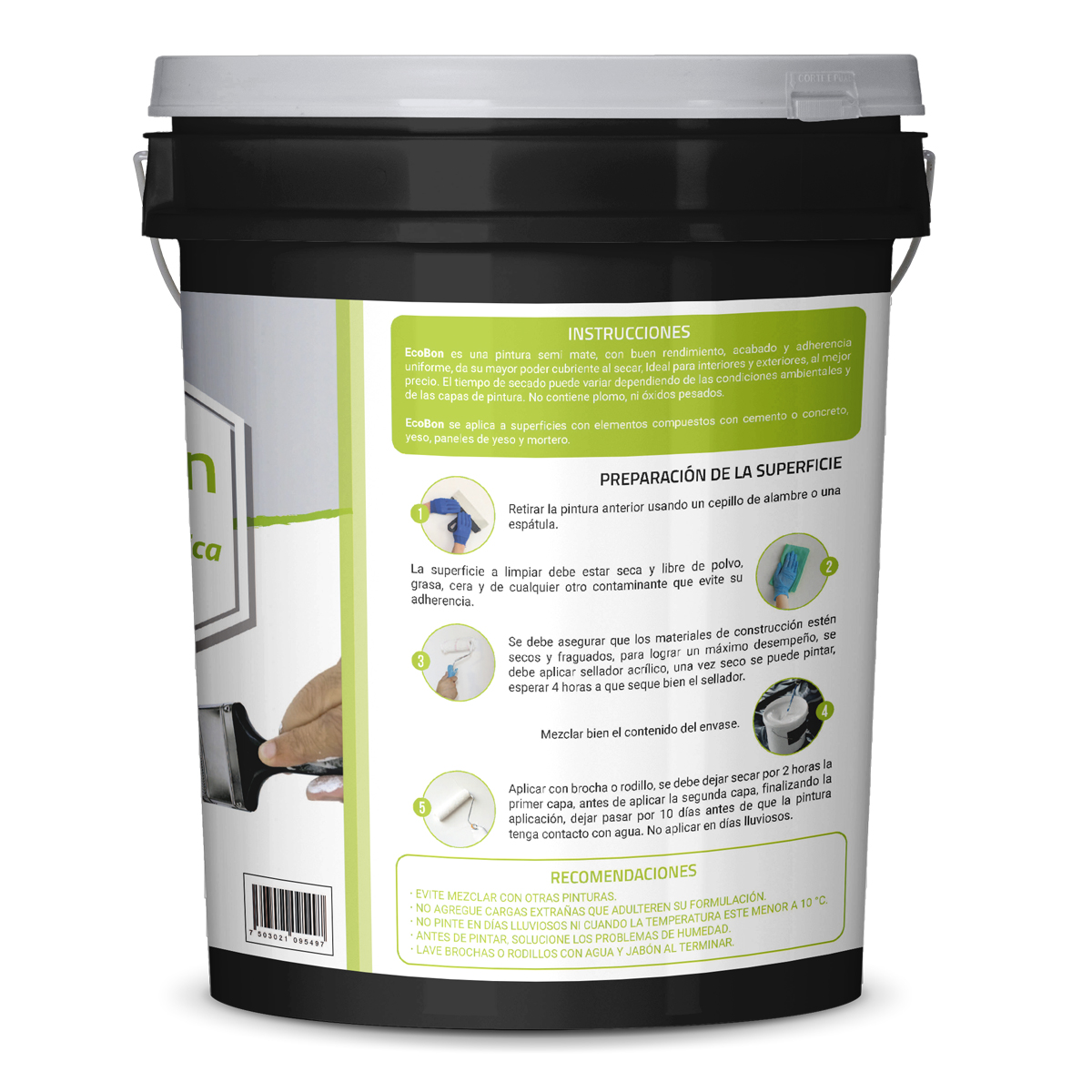 Pintura Vinil Acrílica Bon Báaxal Eco Bon Color Blanco 19L