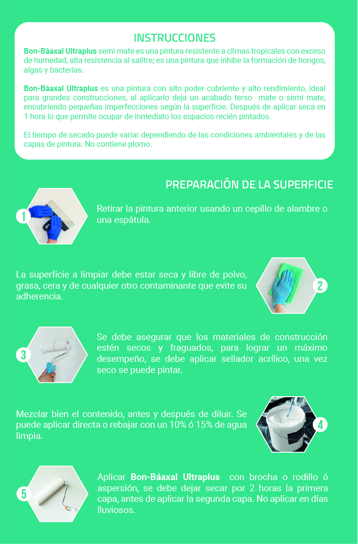 Pintura Vinil Acrílica Bon Báaxal Ultraplus Color Blanco 19L  Climas Húmedos 