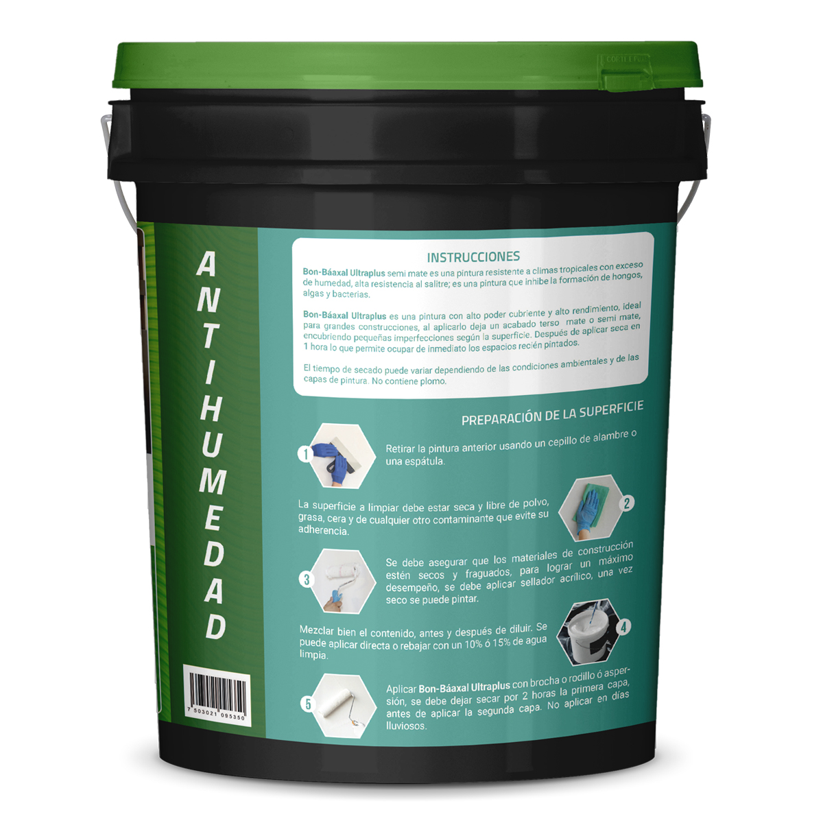 Pintura Vinil Acrílica Bon Báaxal Ultraplus Color Blanco 19L  Climas Húmedos 