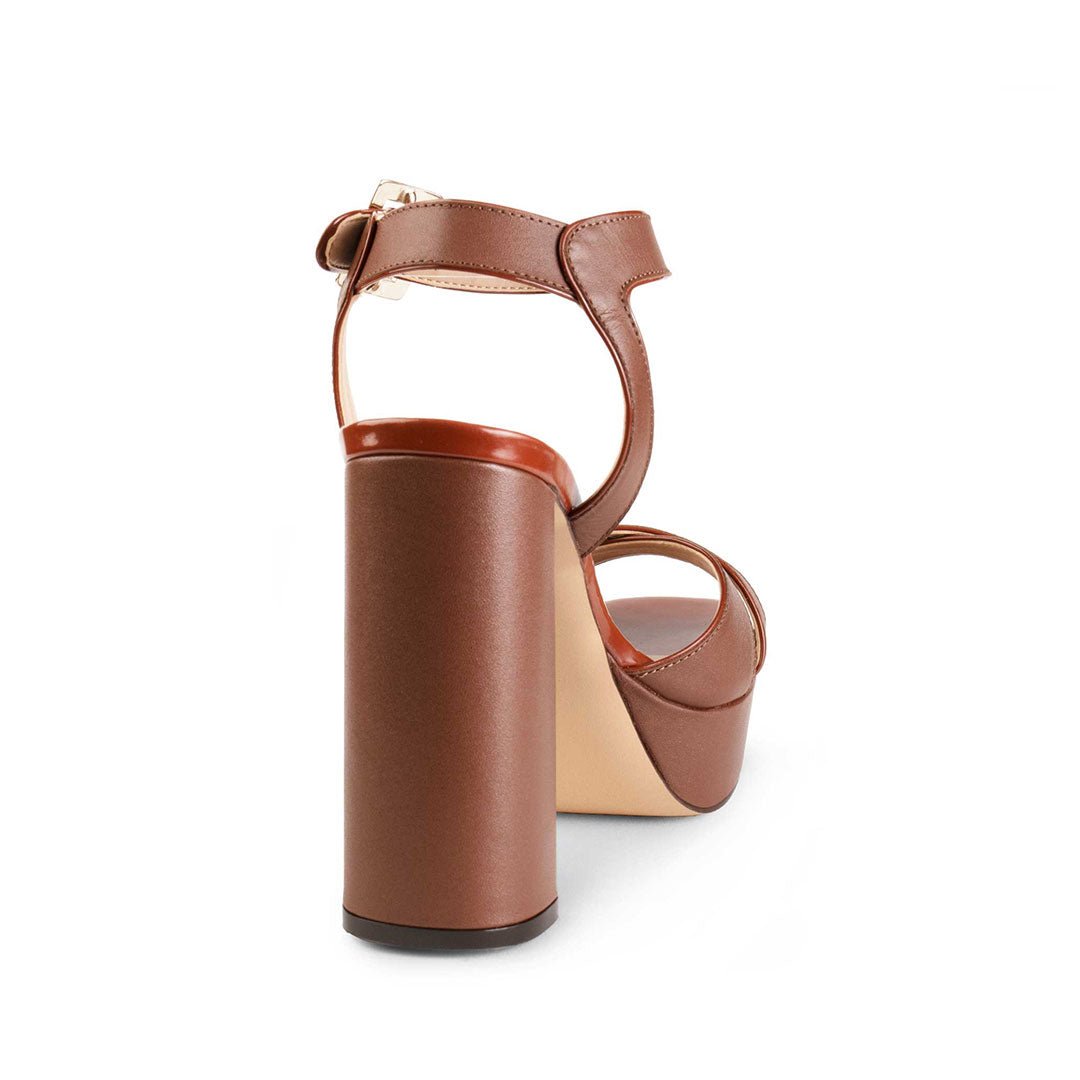 Zapatillas De Tacón Davenia De Piel Para Mujer Mod. Alessia Café