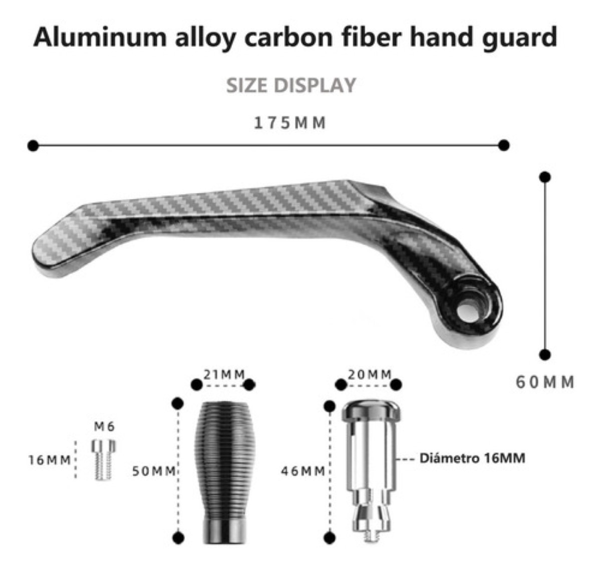 Cubre Palancas Reforzado Aluminio Fibra De Carbono Moto negro