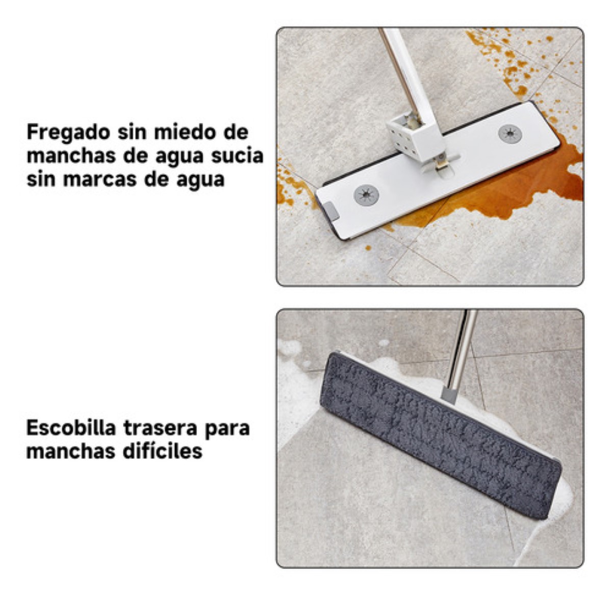 Trapeador De Microfibra ,spin 360°mágico Mop Con 4 Repuestos BLANCO GRIS 