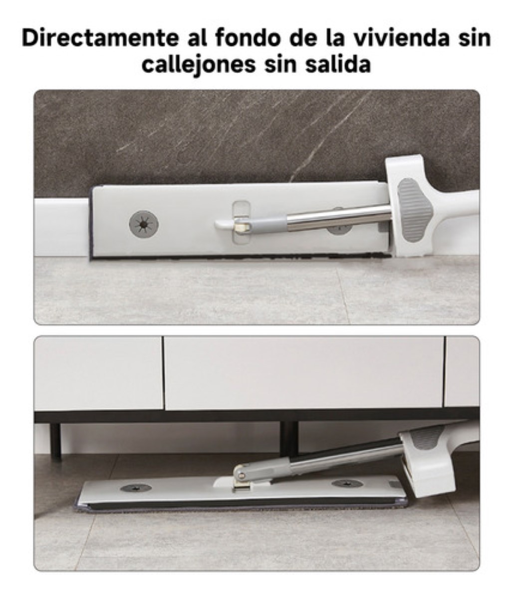 Trapeador De Microfibra ,spin 360°mágico Mop Con 4 Repuestos BLANCO GRIS 
