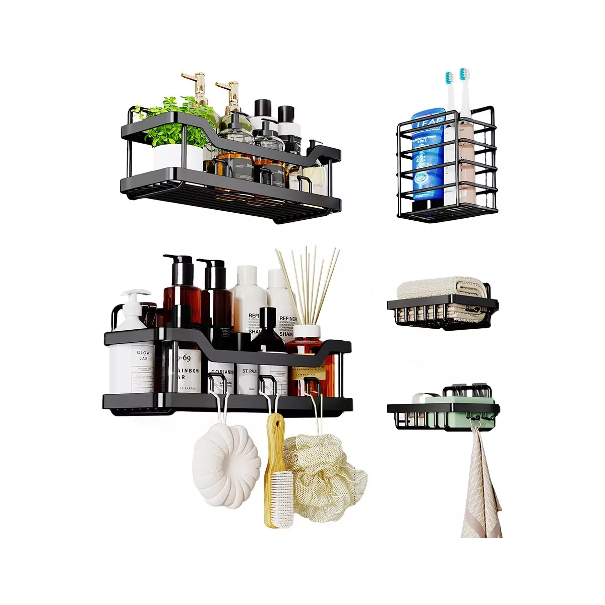 Estantería Ducha Para Baño Organizador Regadera 5pack Color Negro