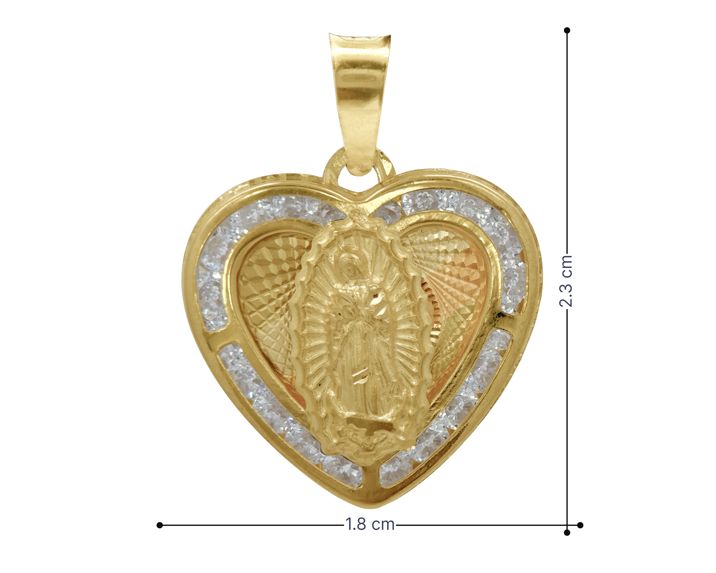 Dije Medalla Oro 10K Horoz Corazón Guadalupe S1143