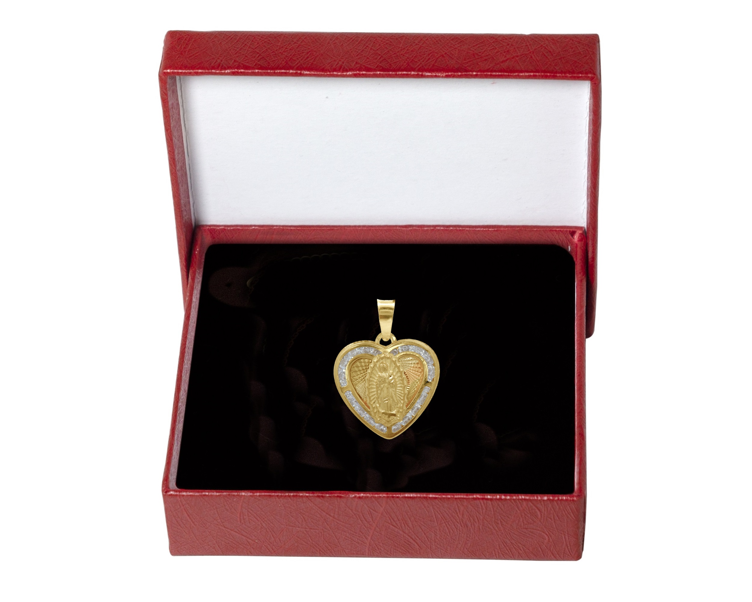 Dije Medalla Oro 10K Horoz Corazón Guadalupe S1143