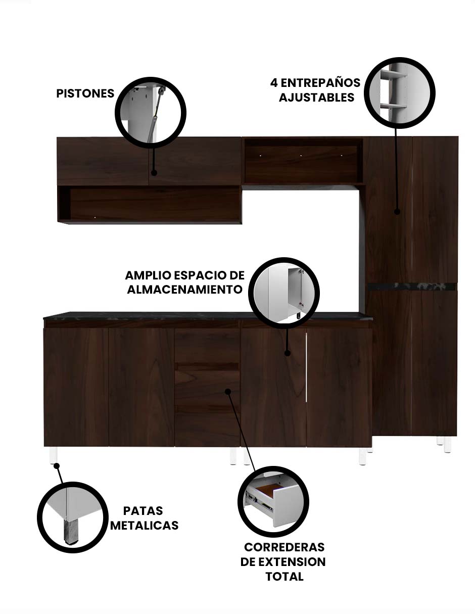Cocina Integral ORQUIDIA Premium Para Tarja Minimalista