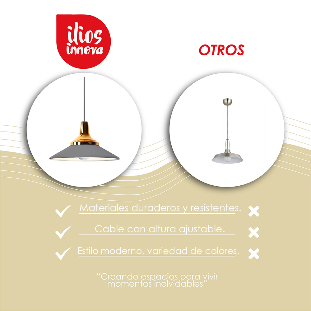 Ilios Innova I Lampara colgante macaron retro con base de metal y ...