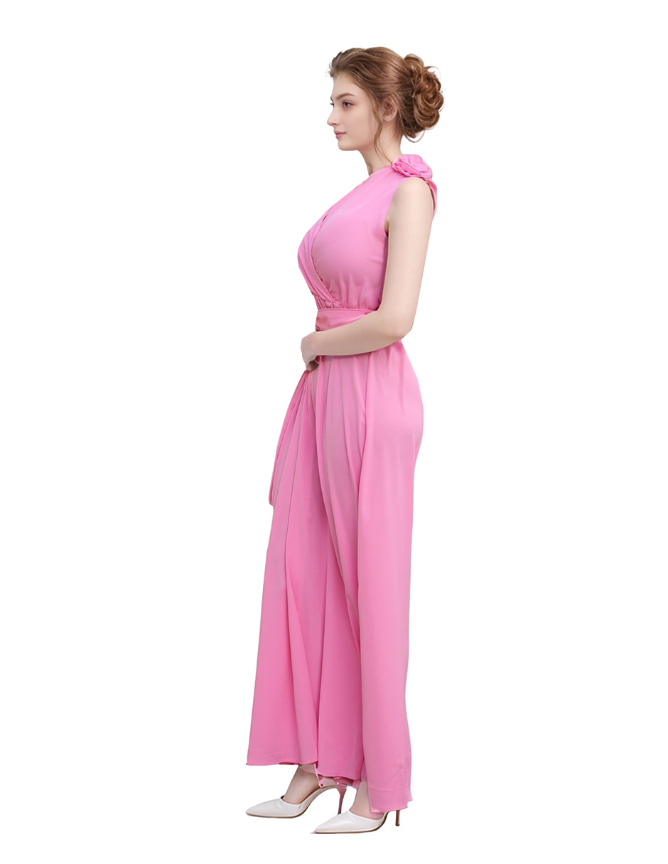 Vestido largo formal de fiesta corte princesa Amanda color rosa 