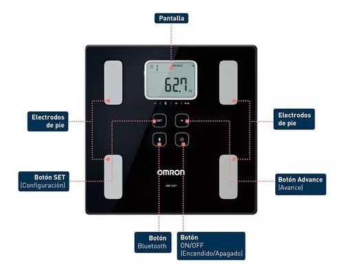 Bascula Balanza Digital  Personal Inteligente Omron Hbf-222t Negro
