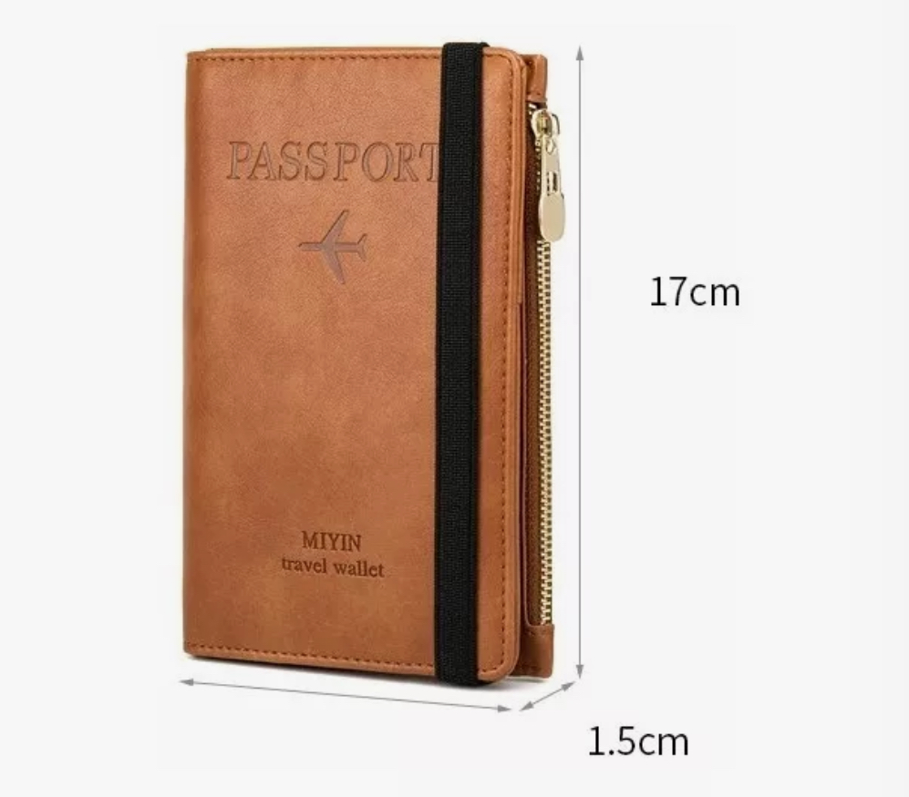 Porta Pasaporte Documentos Funda Protectora Viaje Con Rfid negro